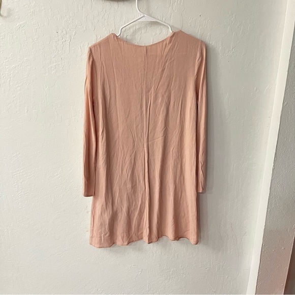 ASTR The Label Shift Dress Blush Pink Lace Up V-Neck Bell Sleeve Lined S - Picture 8 of 10